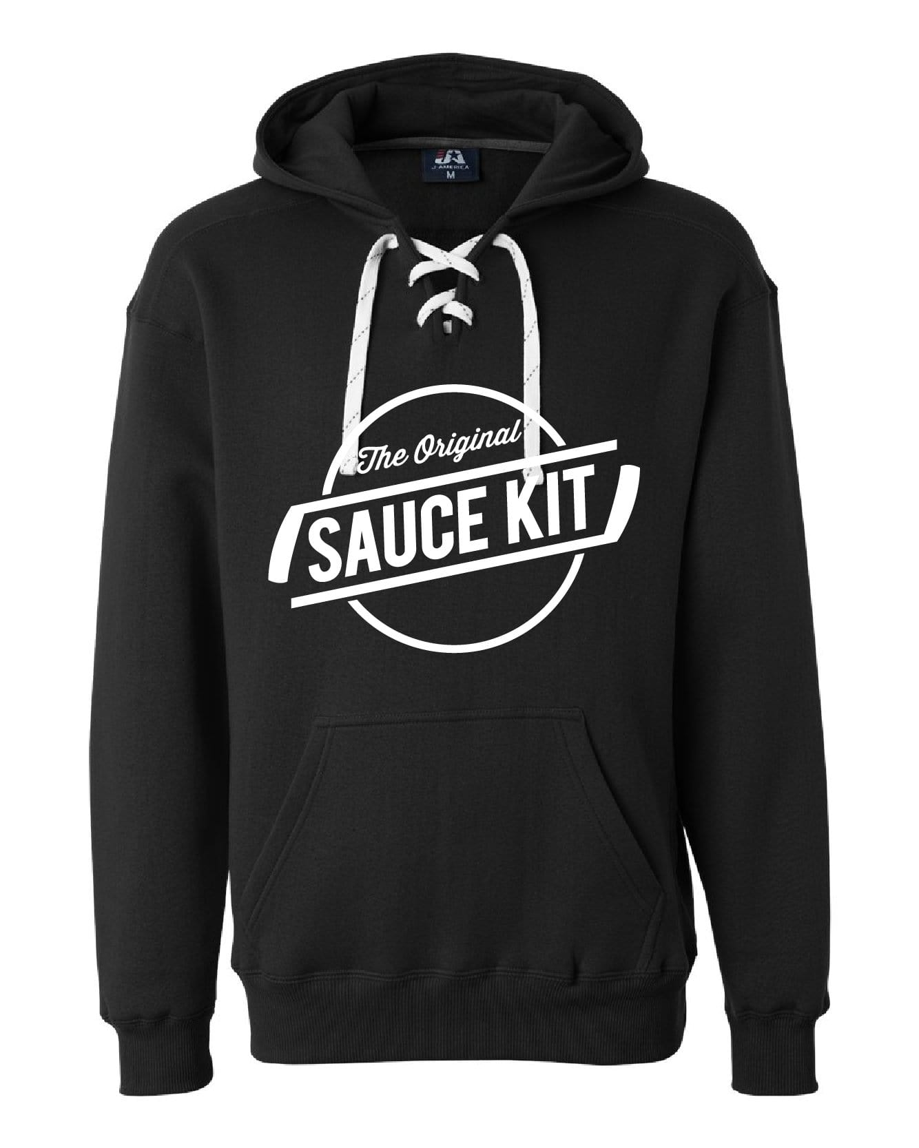 Premium Black Hoodie with Hockey Lace