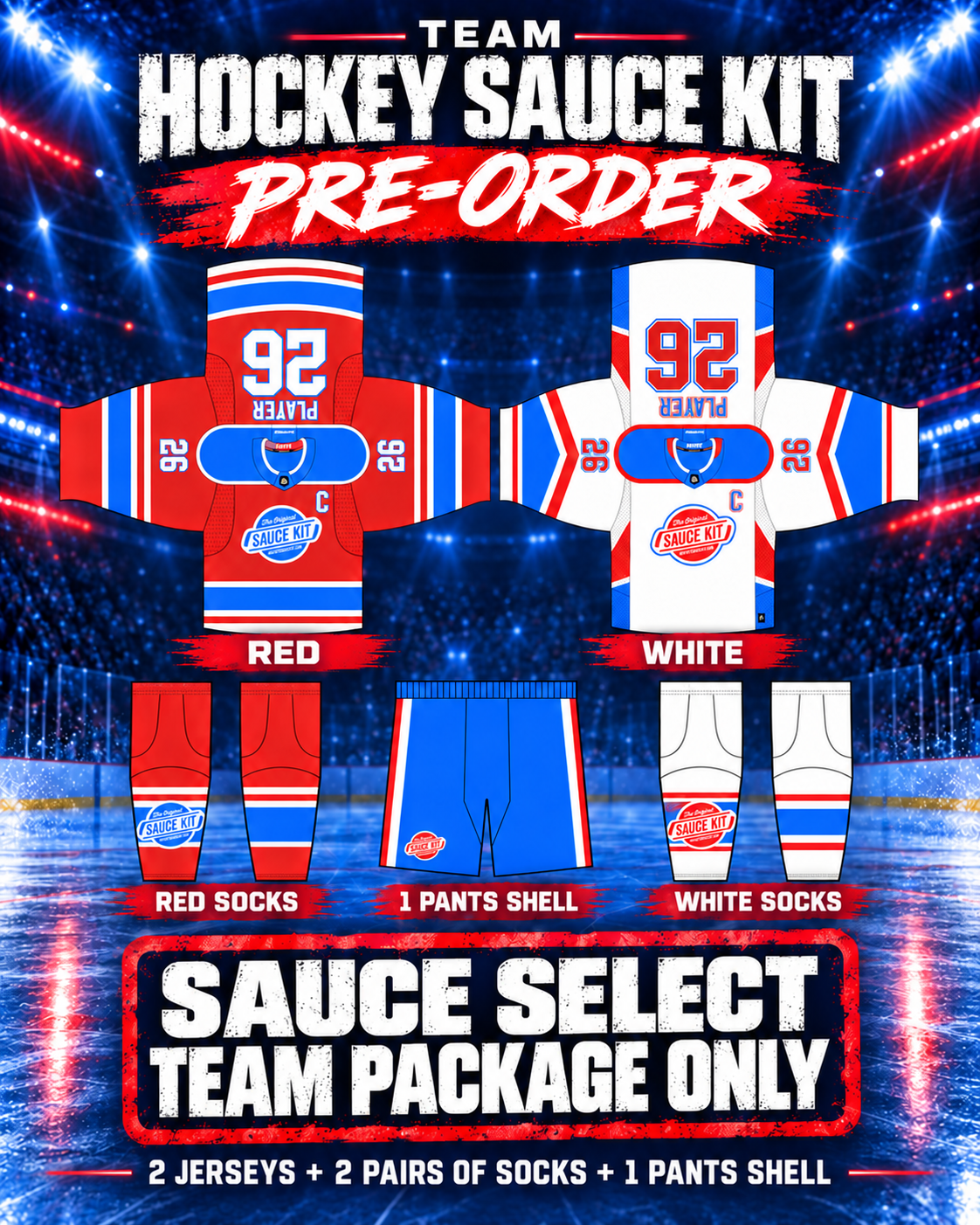 Team Hockey Sauce Kit Full Uniform - Jersey / Socks / Pants Shells